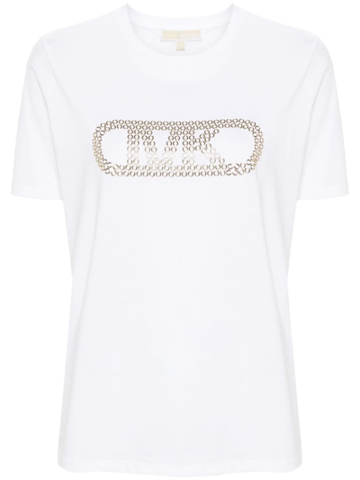 Michael Michael Kors Logo-embellished Organic Cotton T-shirt In White