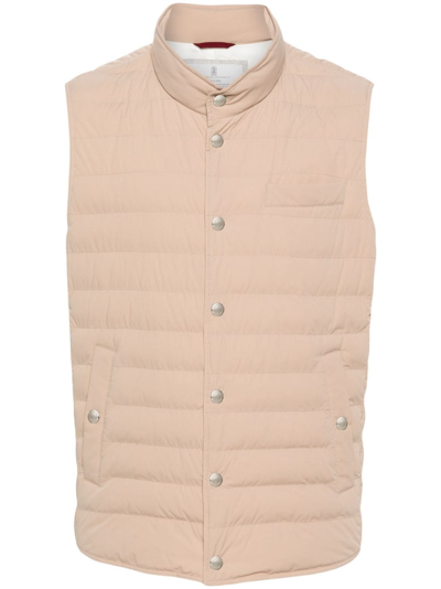 Brunello Cucinelli Nylon Padded Vest In Beige