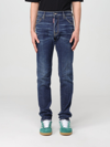 Dsquared2 Blue Jeans With Belt Loops And Logo Patch On The Rear In Denim Man In Denim