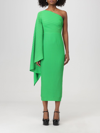 Solace London Lenna One-shoulder Draped Midi Dress In Green
