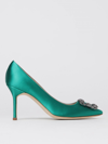 Manolo Blahnik 70mm Hangisi Pumps - Women's - Calf Leather/silk In Green