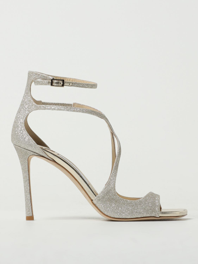 Jimmy Choo Azia Sandals In Glittery Fabric In Silver