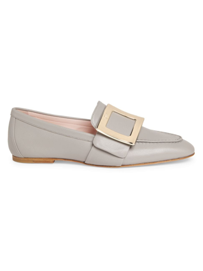 Roger Vivier Women's Soft Leather Buckle Loafers In Light Grey