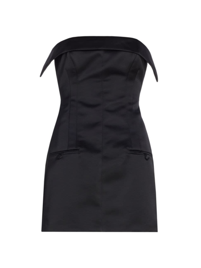 Philosophy Di Lorenzo Serafini Womens Black Slim-fit Strapless Satin Mini Dress