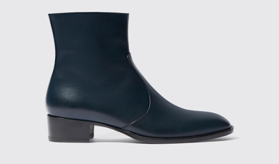 Scarosso Warren Zipped Chelsea Boots In Blue - Calf