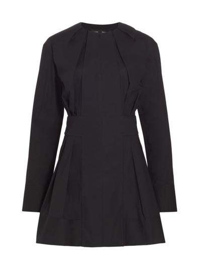 Proenza Schouler Eileen Pleated Cotton-blend Poplin Mini Dress In Black