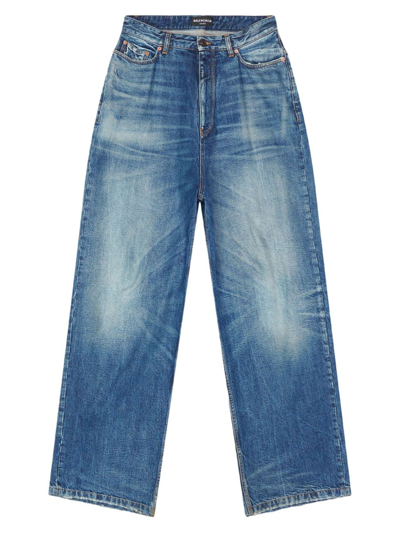 Balenciaga Pull-up Jeans In Blue