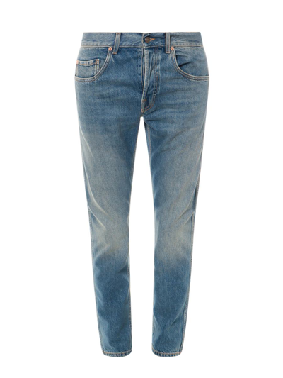 Gucci Straight Leg Cotton Denim Jeans In Blue