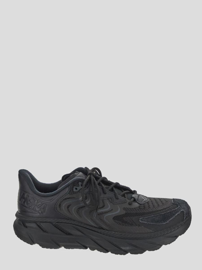 Hoka Clifton Ls Panelled Sneakers In Black,asphalt
