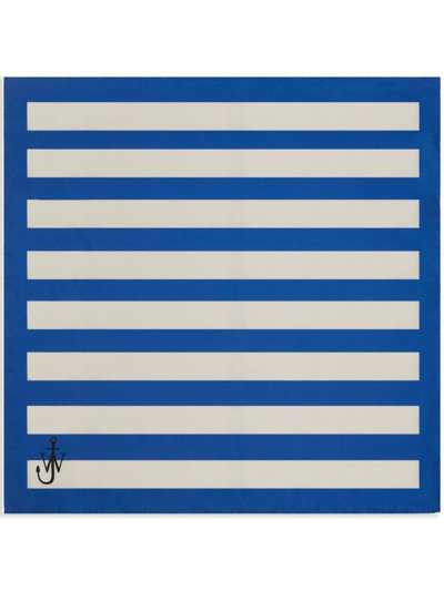 Jw Anderson J.w. Anderson Striped Silk Scarf In Blue/white