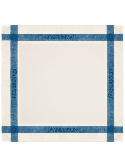 Jw Anderson J.w. Anderson Square Silk Scarf In Blue/white