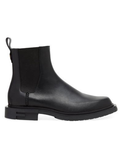 Fendi Men's Frame Leather Boots In Black