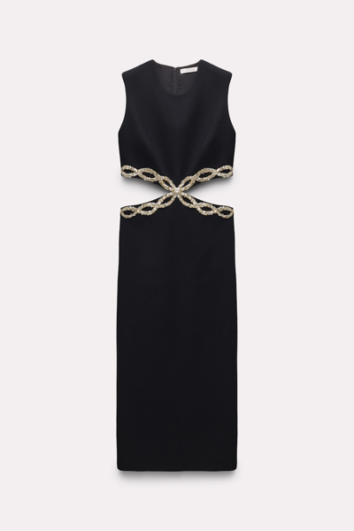 Dorothee Schumacher Sleeveless Long Dress With Sequin Embellished Cutouts In Black
