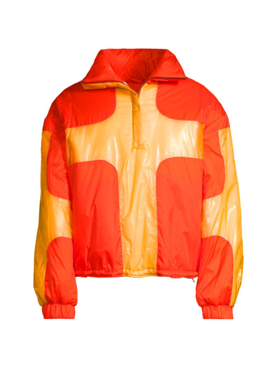 Who Decides War Men's Composite Funnel Neck Puffer Jacket In Tangerine
