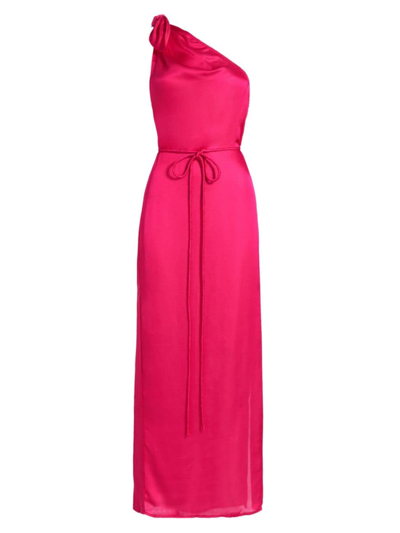 Poupette St Barth Isabelle缎布单肩罩衫裙 In Pink