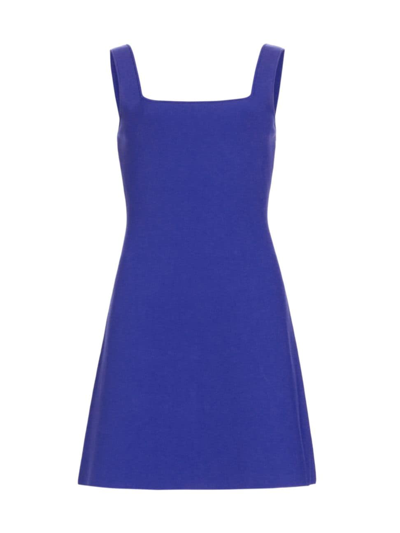 Theory Square-neck Compact Crepe Mini Dress In Blue
