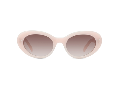 Celine Cl 40193u 72f Oval Sunglasses In Brown