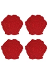Chefanie Red Rose Cocktaill Napkins Set Of 4 In N,a