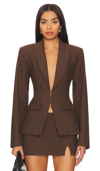 Camila Coelho Mireia Tailored Jacket In Brown