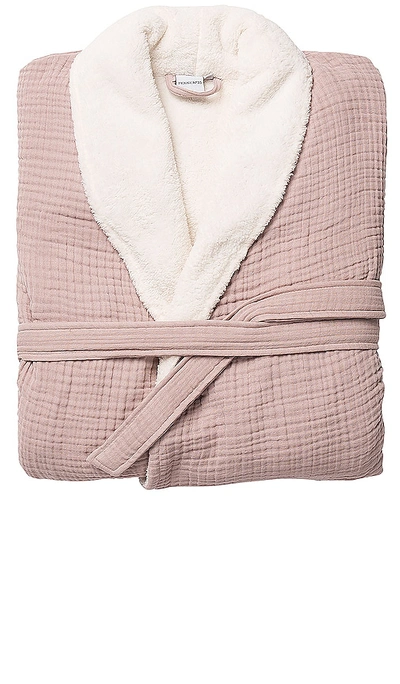 House No. 23 Alaia Sherpa Robe In Dusy Rose