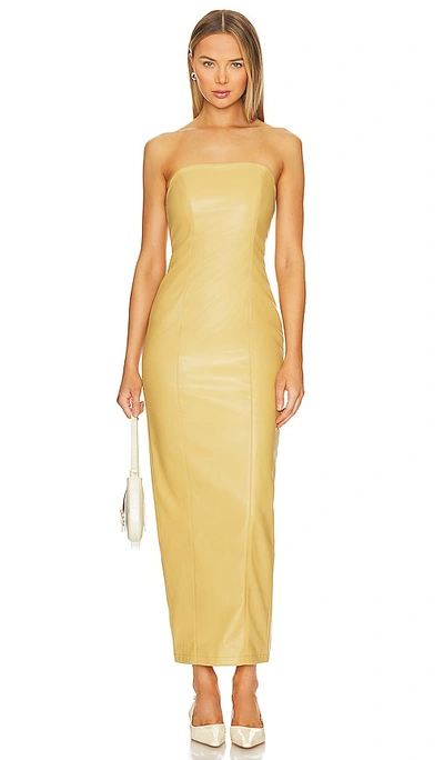 Camila Coelho Bruna Faux Leather Maxi Dress In Citrine