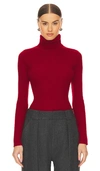 Enza Costa Rib Turtleneck Sweater In Red
