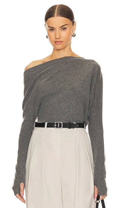 Enza Costa Slouch Sweater In Heather Grey