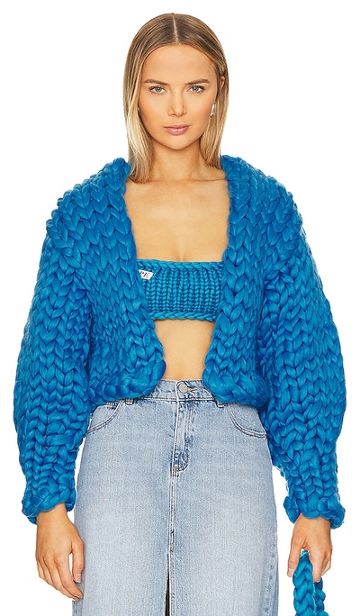 Hope Macaulay Block Colossal Knit Jacket In Blue