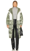 Shoreditch Ski Club Marlowe Shearling Parka In Steel Green & Natural White