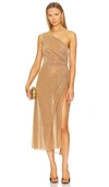 Oseree Toffee Lumiere One-shoulder Midi Dress In Toffee