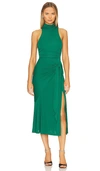 Cinq À Sept Rori Sleeveless Side-tie Turtleneck Midi Dress In Malachite