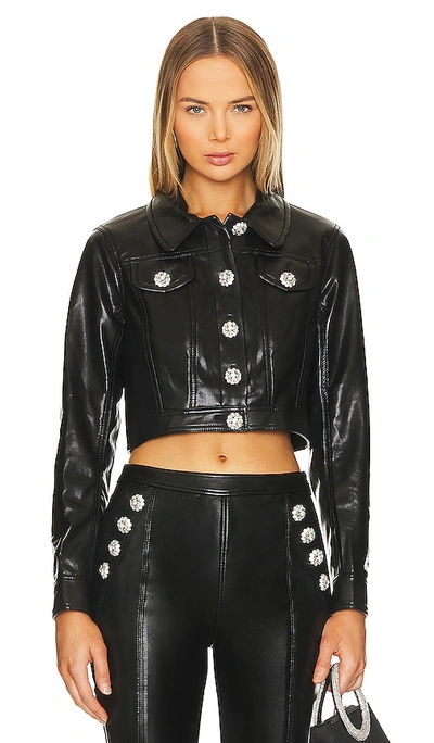 Cinq À Sept Women's Regina Rhinestone Faux Leather Jacket In Black