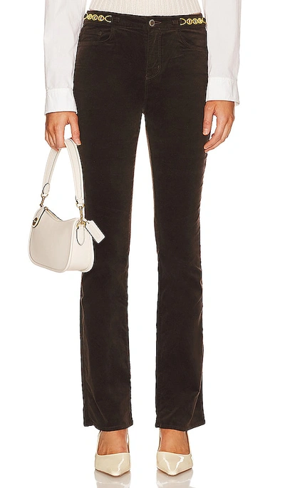 L Agence Stevie Straight Gold Chain Trouser In Chocolate