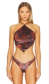 WEWOREWHAT VELVET BUNGEE BANDANA BIKINI TOP