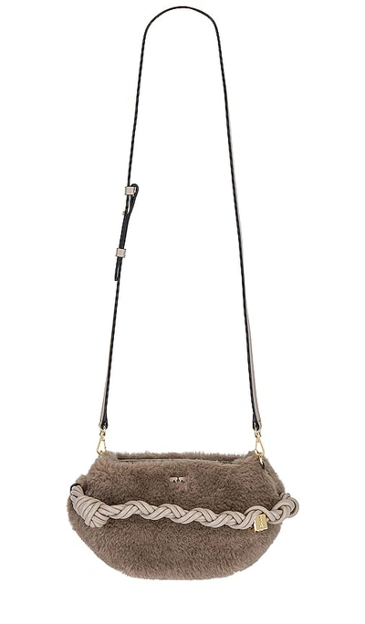 Ganni Small Bou Faux-fur Tote Bag In Neutrals