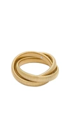 By Adina Eden Chunky Triple Intertwined Snake Bracelet In Gold