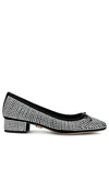 Veronica Beard Cecile Crystal Bow Ballerina Flats In Black & Clear