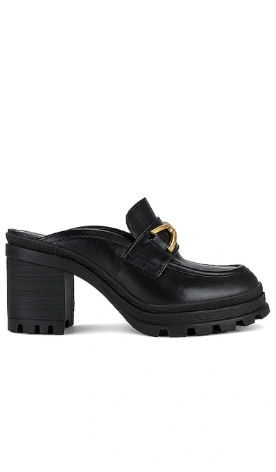 Veronica Beard Wynter Leather Heeled Loafer Mules In Black