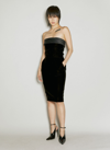 SAINT LAURENT STRAPLESS PENCIL VELVET DRESS