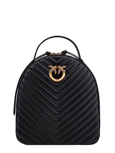 Pinko Love Birds Quilted Backpack In Black
