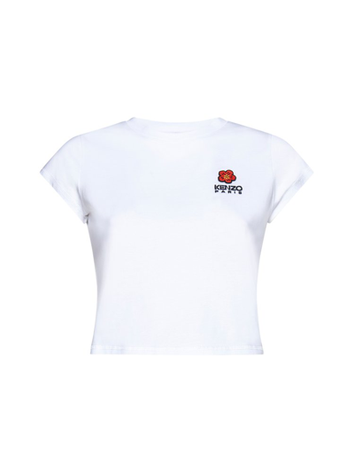 Kenzo Logo Embroidered Cropped T In White