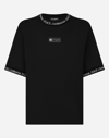 DOLCE & GABBANA SHORT-SLEEVED COTTON T-SHIRT WITH ALL-OVER LOGO