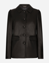 Dolce & Gabbana Button-embossed Leather Jacket In Black