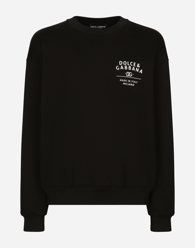 Dolce & Gabbana Round-neck Sweatshirt With Embroidery In Black