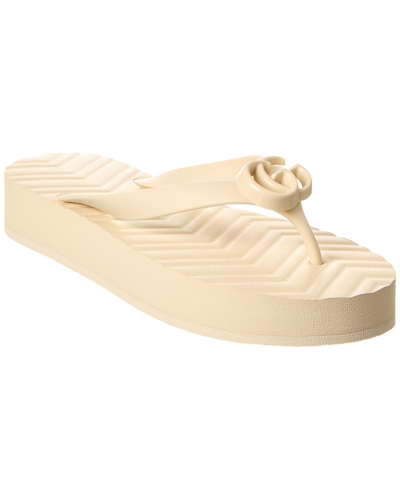 Gucci Chevron Platform Sandal In White