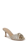 Veronica Beard Misa Metallic Braided Slide Sandals In Platinum/ Silver