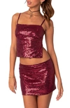 Edikted Women's Cosmo Open Back Sequin Top In Bordeaux