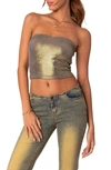 Edikted Spotlight Metallic Tube Top In Gold