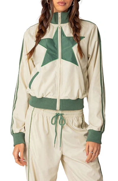 Edikted Women's Superstar Nylon Track Jacket In Off-white-and-olive