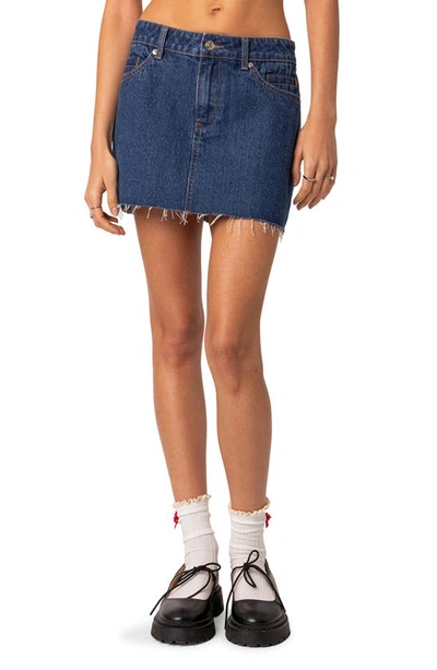 Edikted Jessie Denim Miniskirt In Blue-washed